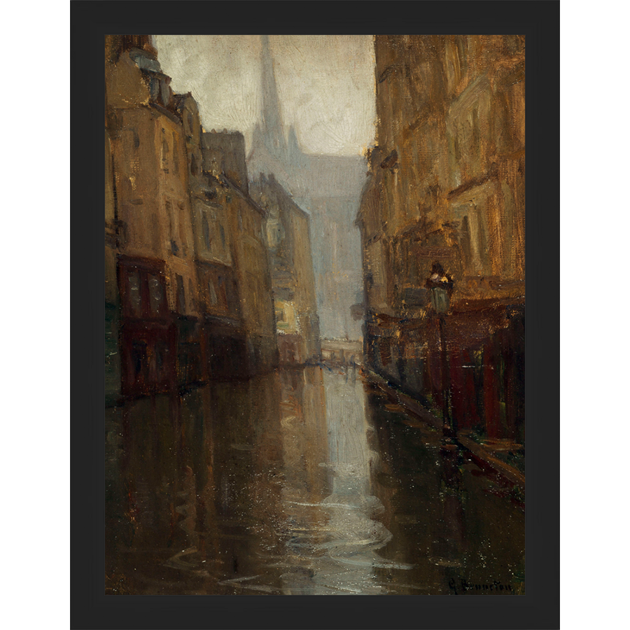 SA293-VIEW TO CATHEDRAL Hand framed in a matte black frame. Finished Size: W 10.25 in x H 13.25 in