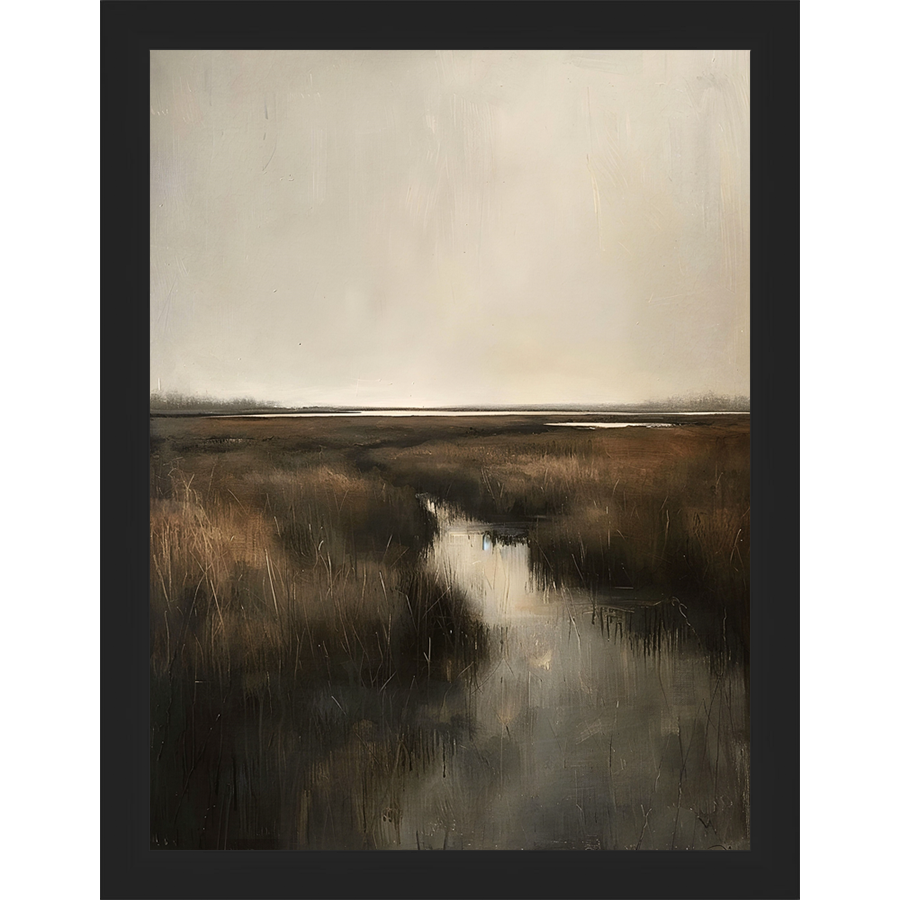 SA294-FONTAINE MARSH Hand framed in a matte black frame. Finished Size: W 10.25 in x H 13.25 in