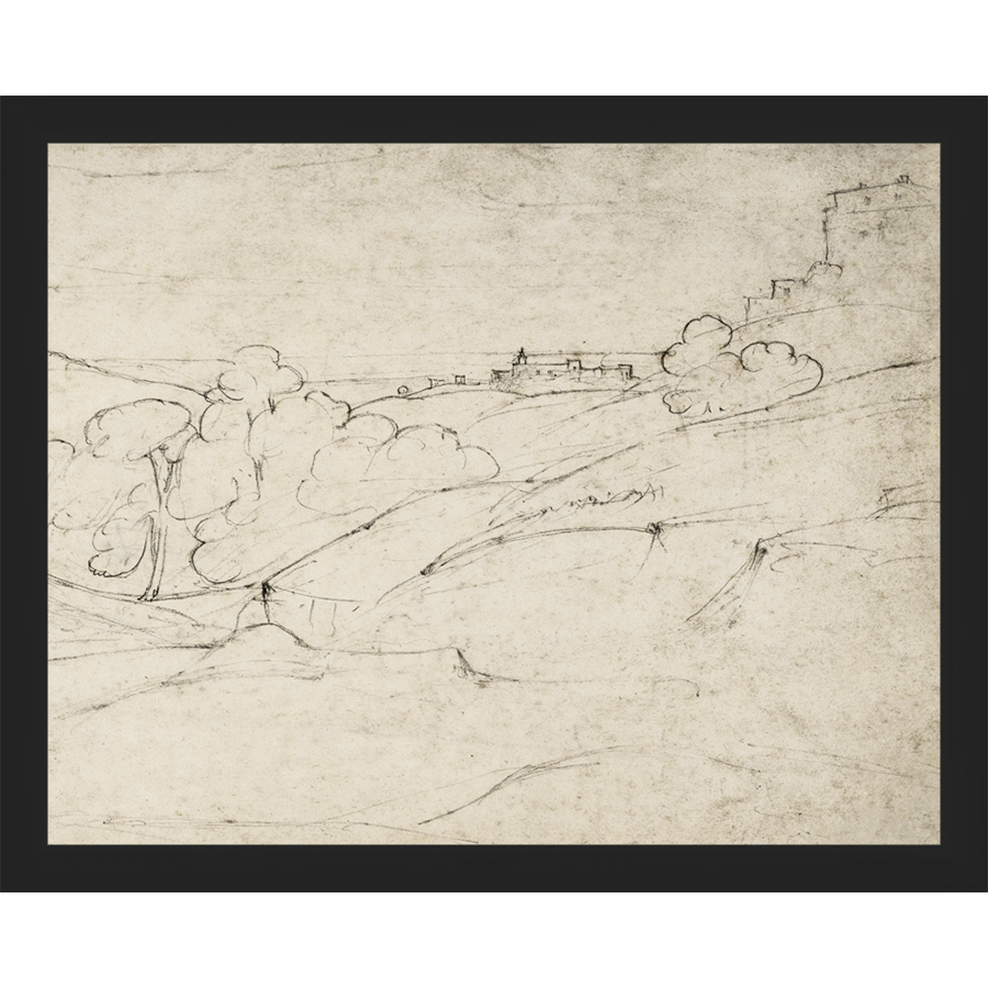 SA297-VIEW OF MARINO Hand framed in a matte black frame. Finished Size: W 15.25 in x H 12.25 in