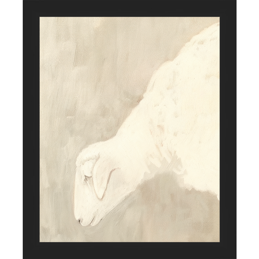 SA310-LAMB PROFILE Hand framed in a matte black frame. Finished Size: W 9.25 in x H 11.25 in