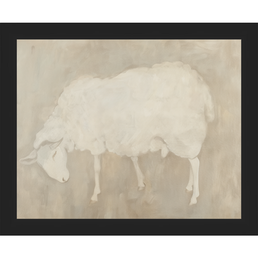 SA312-MUTED LAMB Hand framed in a matte black frame. Finished Size: W 11.25 in x H 9.25 in