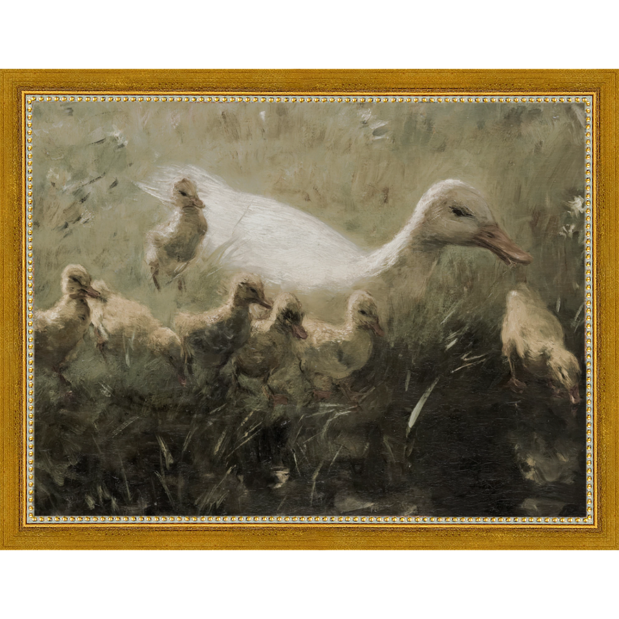SA320-DUCKLINGS Hand framed in a transitional gold frame. Finished Size: W 13.25 in x H 10.25 in