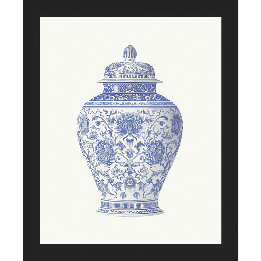 SA337-GINGER JAR I Hand framed in a matte black frame. Finished Size: W 9.25 in x H 11.25 in