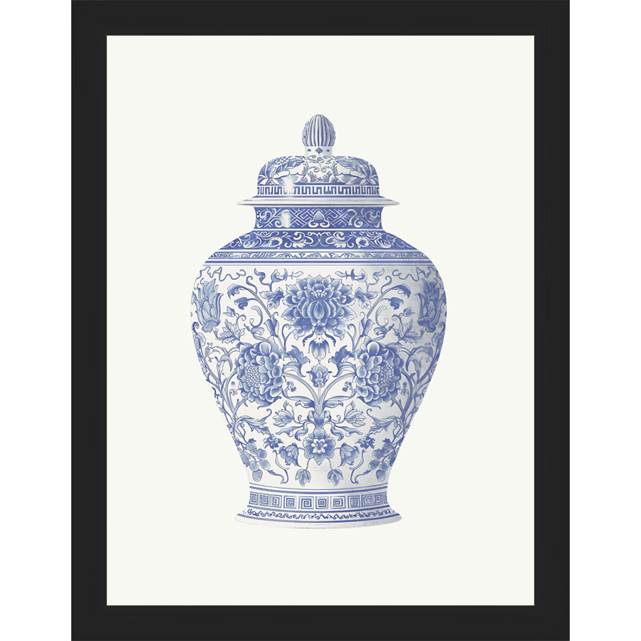 SA337-GINGER JAR I Hand framed in a matte black frame. Finished Size: W 10.25 in x H 13.25 in