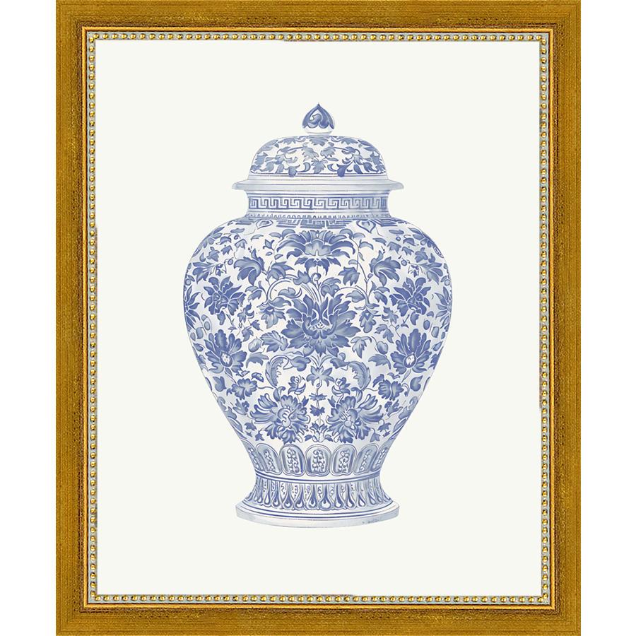 SA338-GINGER JAR II Hand framed in a transitional gold frame. Finished Size: W 9.25 in x H 11.25 in