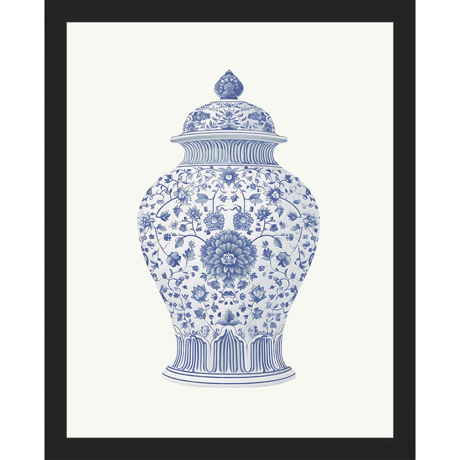 SA339-GINGER JAR III Hand framed in a matte black frame. Finished Size: W 12.25 in x H 15.25 in