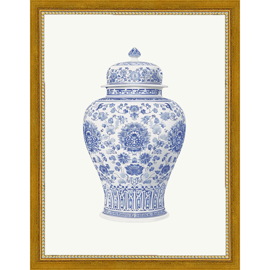 SA340-GINGER JAR IV Hand framed in a transitional gold frame. Finished Size: W 10.25 in x H 13.25 in