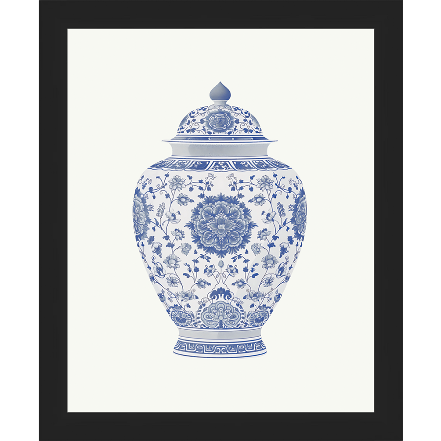SA341-GINGER JAR V Hand framed in a matte black frame. Finished Size: W 9.25 in x H 11.25 in