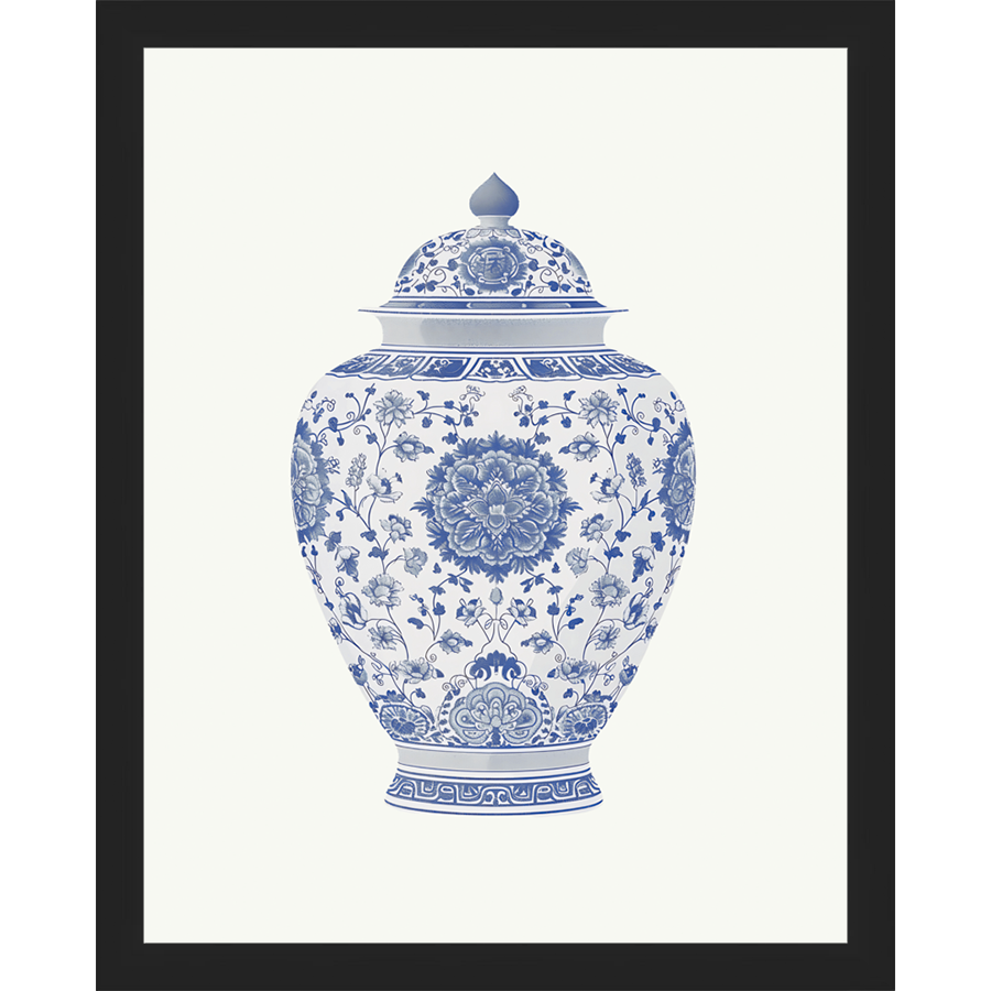 SA341-GINGER JAR V Hand framed in a matte black frame. Finished Size: W 12.25 in x H 15.25 in