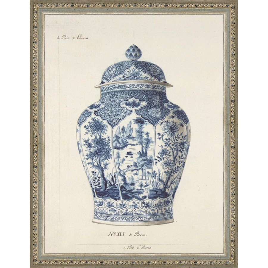 SA343-VINTAGE GINGER JAR I Hand framed in an ornate dark silver frame. Finished Size: W 10.25 in x H 13.25 in