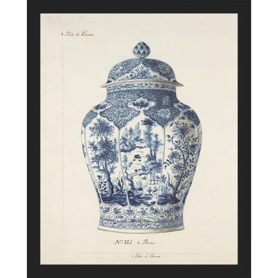 SA343-VINTAGE GINGER JAR I Hand framed in a matte black frame. Finished Size: W 12.25 in x H 15.25 in