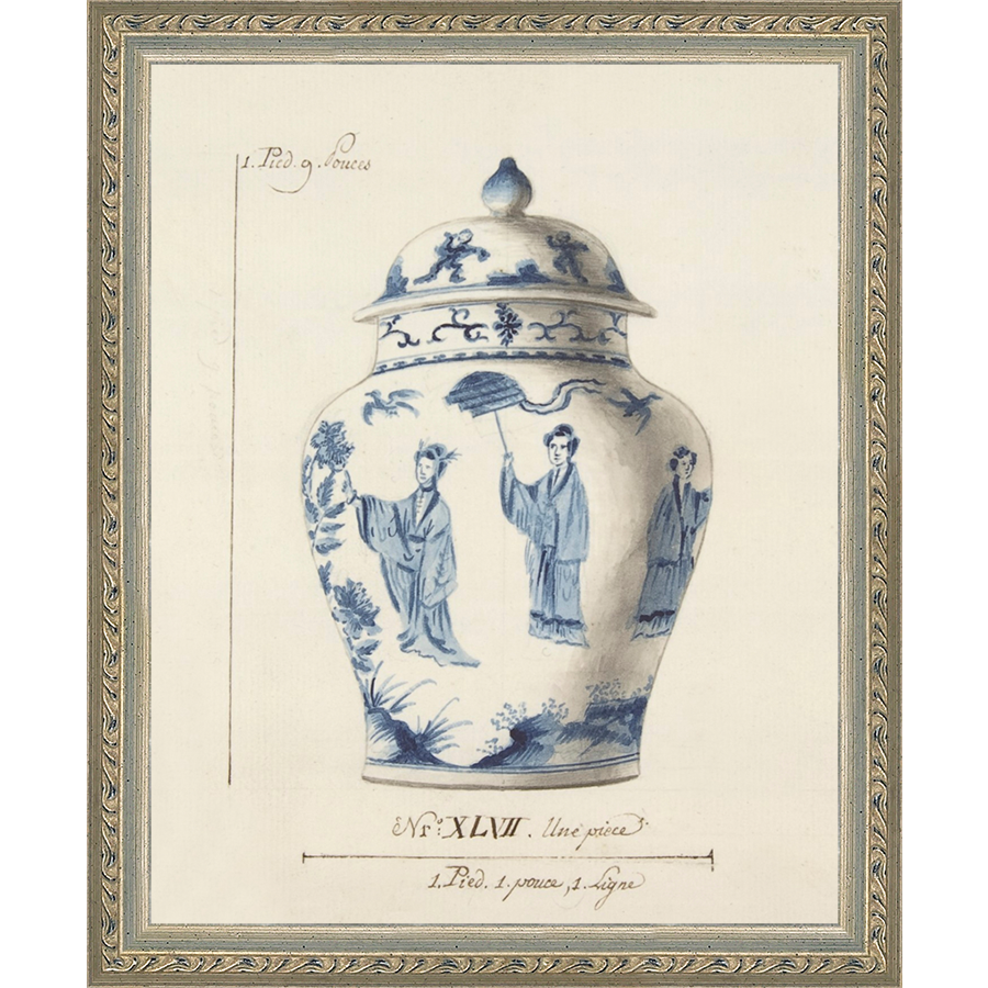 SA344-VINTAGE GINGER JAR II Hand framed in an ornate dark silver frame. Finished Size: W 9.25 in x H 11.25 in
