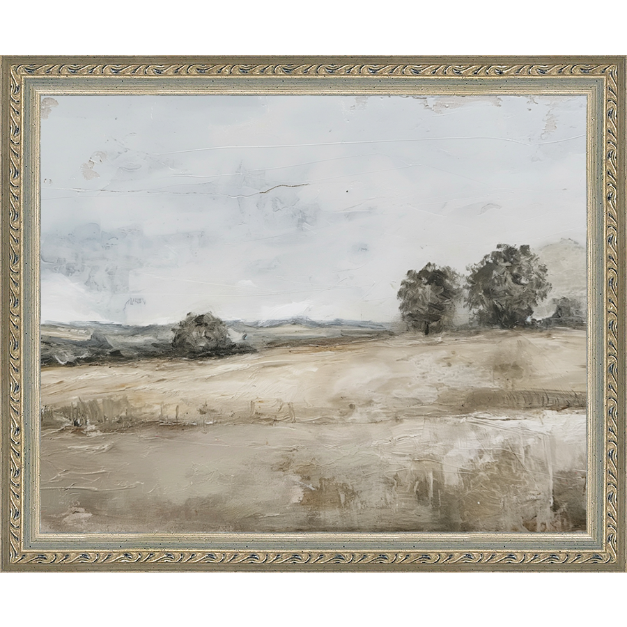 SA354-PRAIRIE LANDSCAPE Hand framed in an ornate dark silver frame. Finished Size: W 11.25 in x H 9.25 in