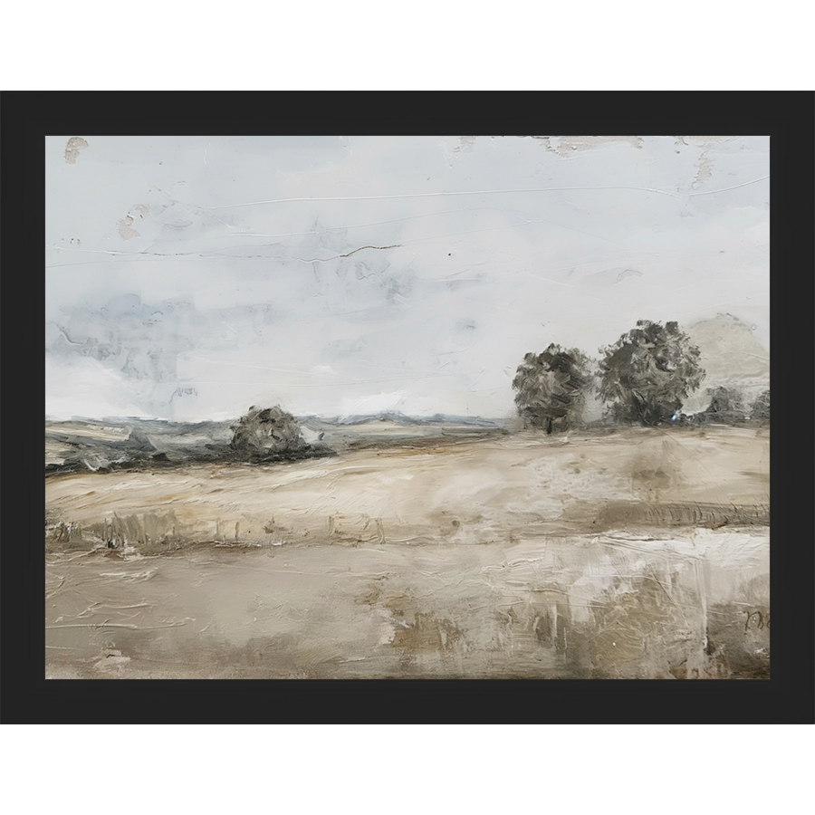 SA354-PRAIRIE LANDSCAPE Hand framed in a matte black frame. Finished Size: W 13.25 in x H 10.25 in