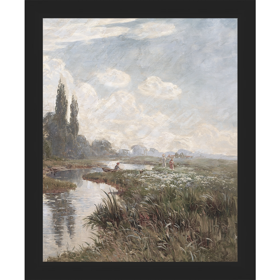 SA357-RIVERSIDE Hand framed in a matte black frame. Finished Size: W 9.25 in x H 11.25 in