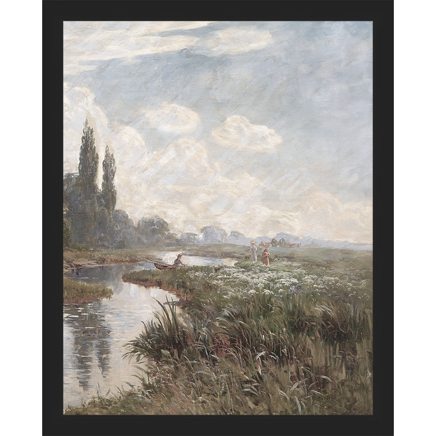 SA357-RIVERSIDE Hand framed in a matte black frame. Finished Size: W 12.25 in x H 15.25 in