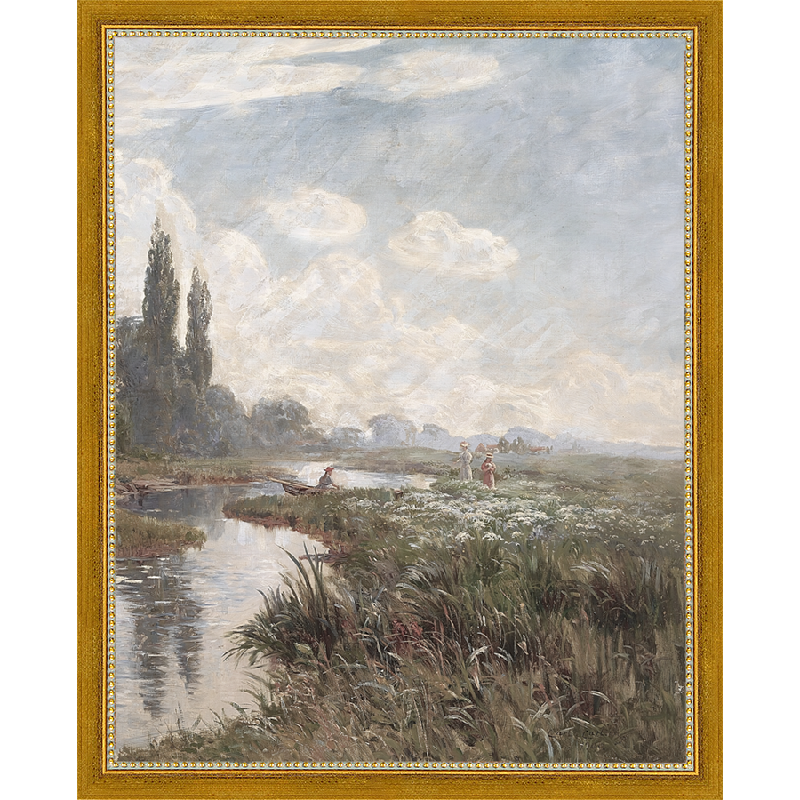 SA357-RIVERSIDE Hand framed in a transitional gold frame. Finished Size: W 12.25 in x H 15.25 in