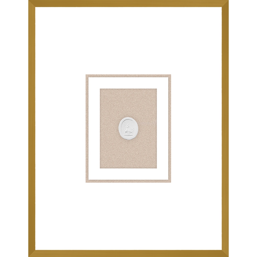 NG007-HERCULES WITH SERPENT Shadow Box framed in an antiqued gold frame on a natural linen mat. Finished Size: W 18.00 in x H 23.00 in