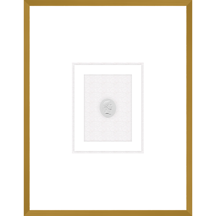 NG012-MUSICIAN Shadow Box framed in an antiqued gold frame on a white raglin mat. Finished Size: W 18.00 in x H 23.00 in