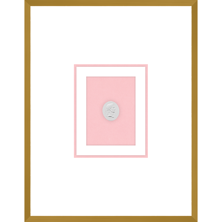 NG012-MUSICIAN Shadow Box framed in an antiqued gold frame on a blush pink mat. Finished Size: W 18.00 in x H 23.00 in