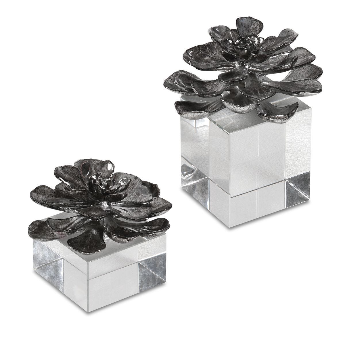 Indian Lotus Sculptures, S/2 - Kings Fine Art & Decor