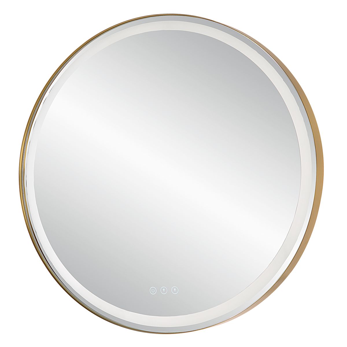 Crofton Lighted Round Mirror, Brass