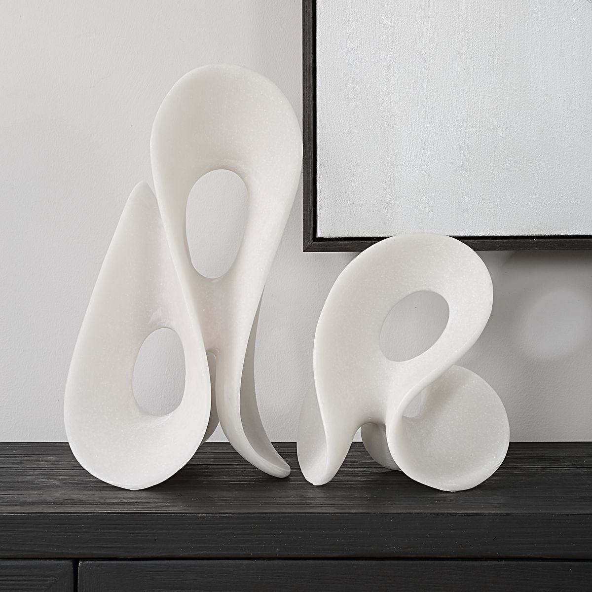 Silent Wave Outdoor Sculptures, S/2