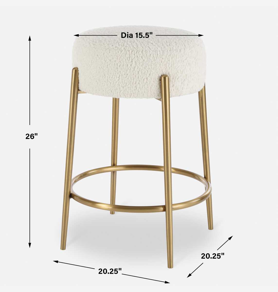 Arles Counter Stool, Brass
