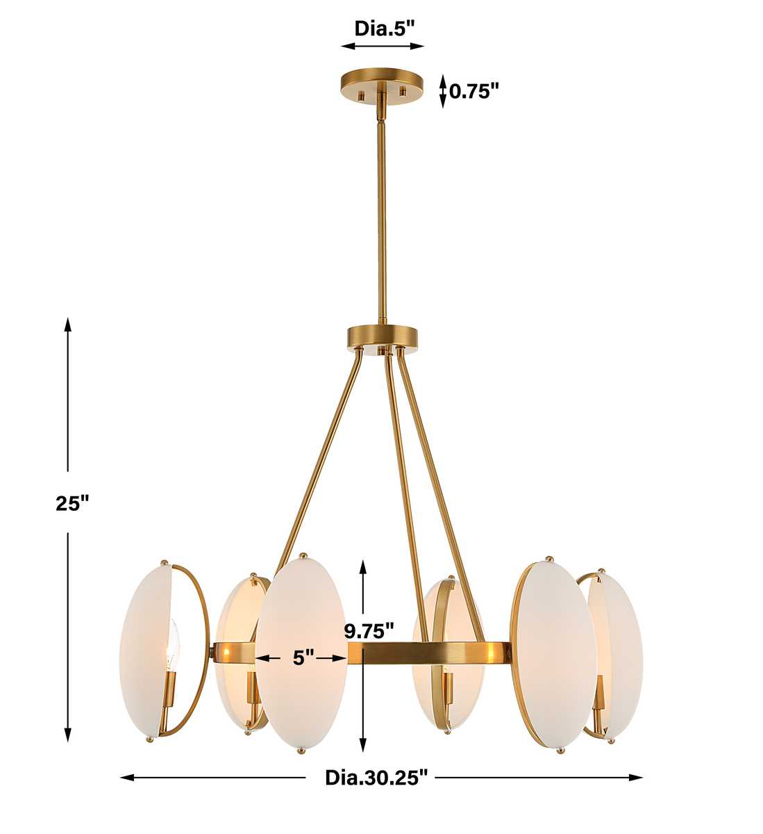 Oviform, 6 Lt Chandelier