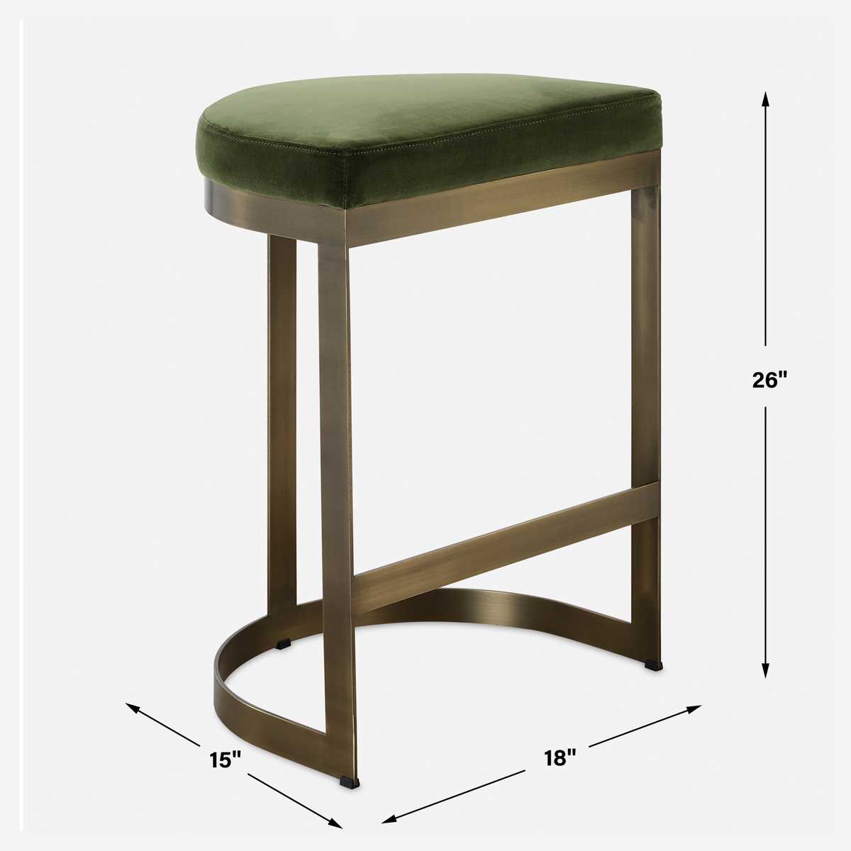 Ivanna Counter Stool, Brass - Moss