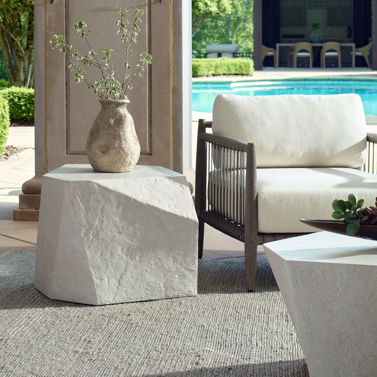 Parra Outdoor Side Table, Limestone