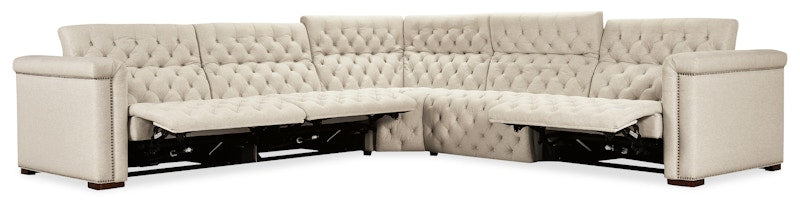 Hooker Furniture Savion Deux 5 Seat Sectional with Three Power Recliners and Six Power Headrests SS435-5PC3-414