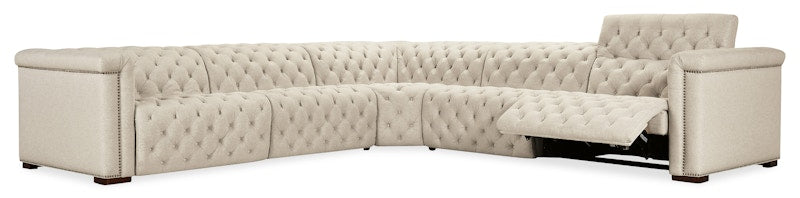 Hooker Furniture Savion Deux 5 Seat Sectional with Four Power Recliners and Six Power Headrests SS435-5PC4-414