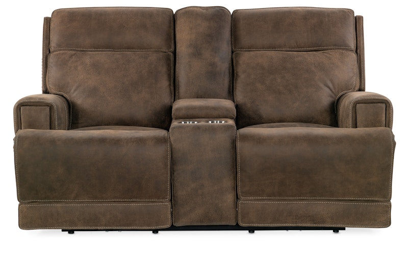 Hooker Furniture Wheeler Power Console Loveseat with Power Headrest SS762-PHZC2-085