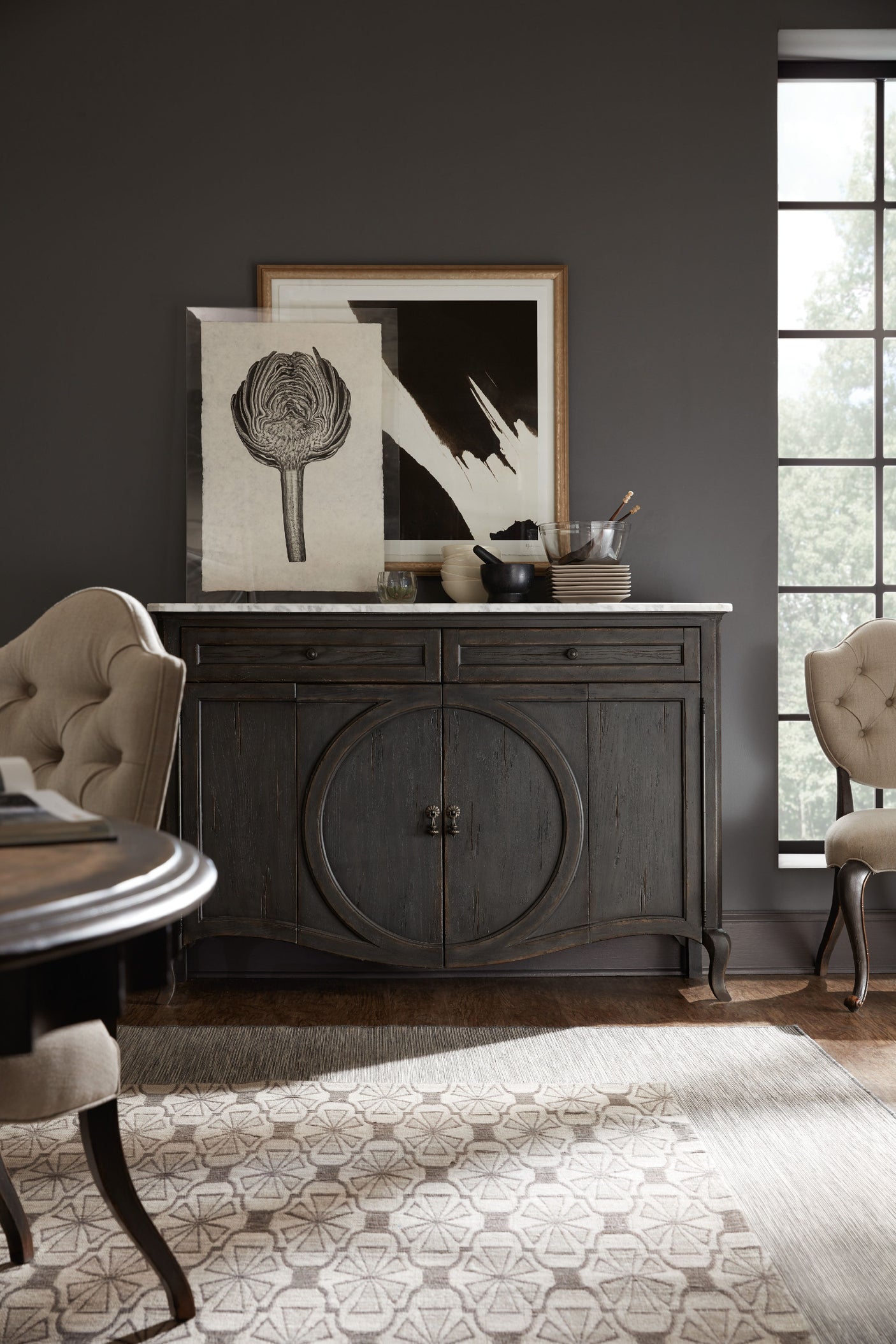 Hooker Furniture Melange Four-Door Two-Drawer Credenza 1610-85005-GRY