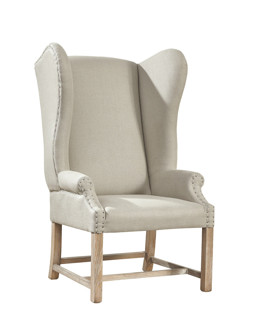 Grand Linen Wingback Chair - Kings Fine Art & Decor