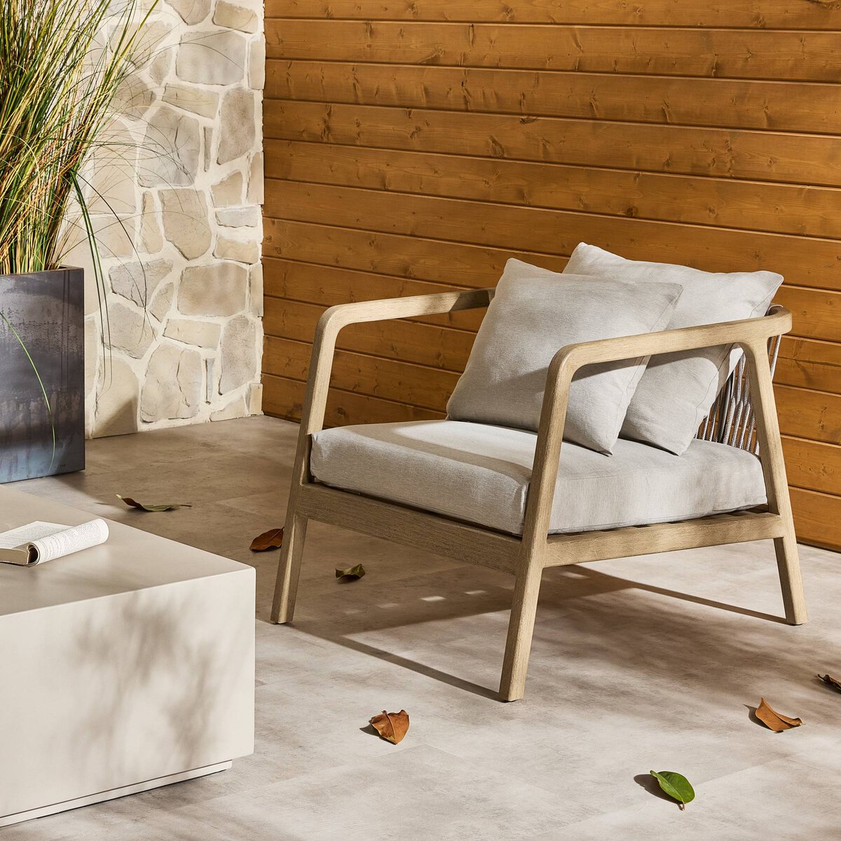 Numa Outdoor Chair - Washed Brown - Kings Fine Art & Decor
