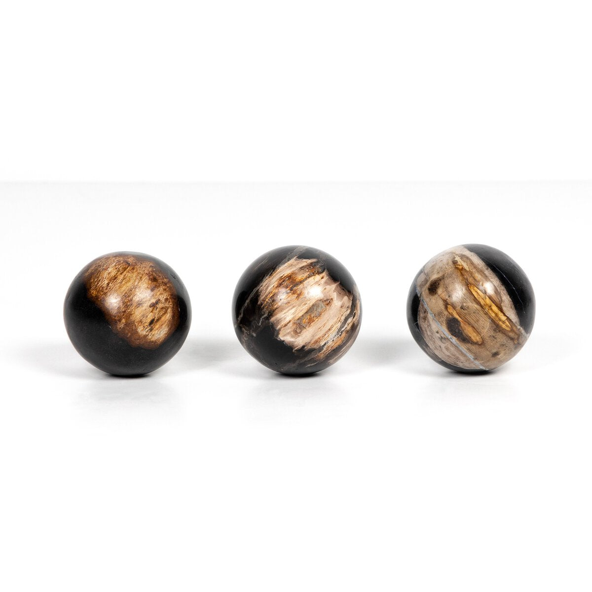 Petrified Wood Balls, Set Of 3 - Kings Fine Art & Decor