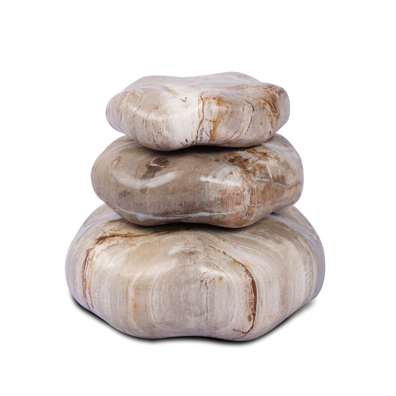 Petrified Wood Organic Sculpture, Set Of 3 - Kings Fine Art & Decor