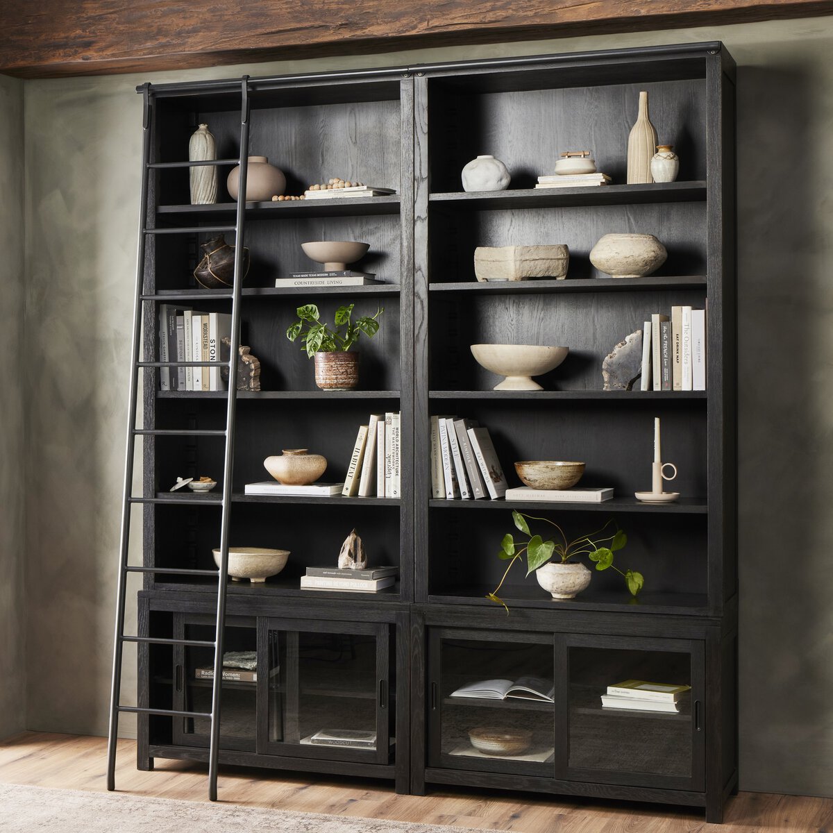 Admont Double Bookcase With Ladder - Kings Fine Art & Decor