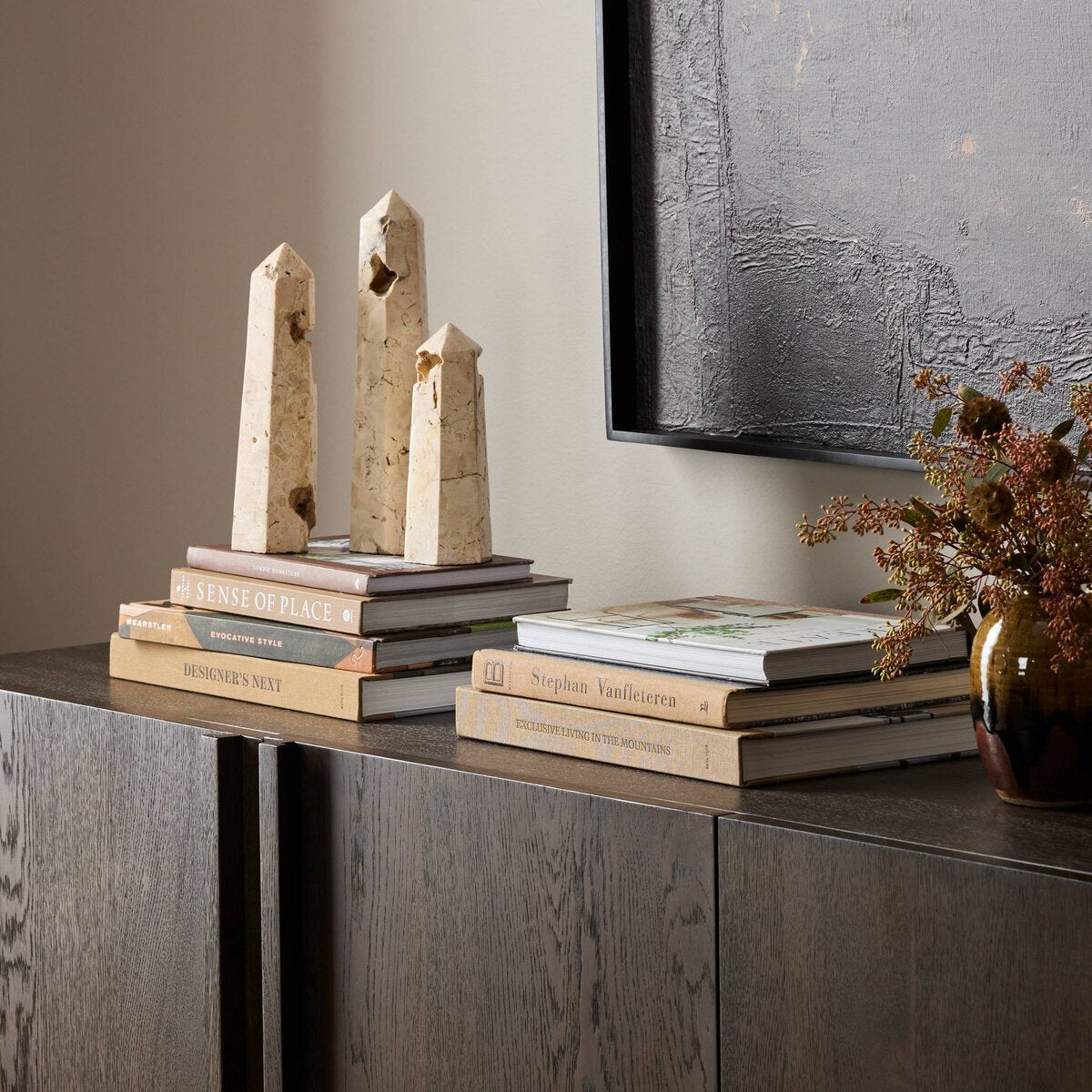 Travertine Obelisk Set - Kings Fine Art & Decor