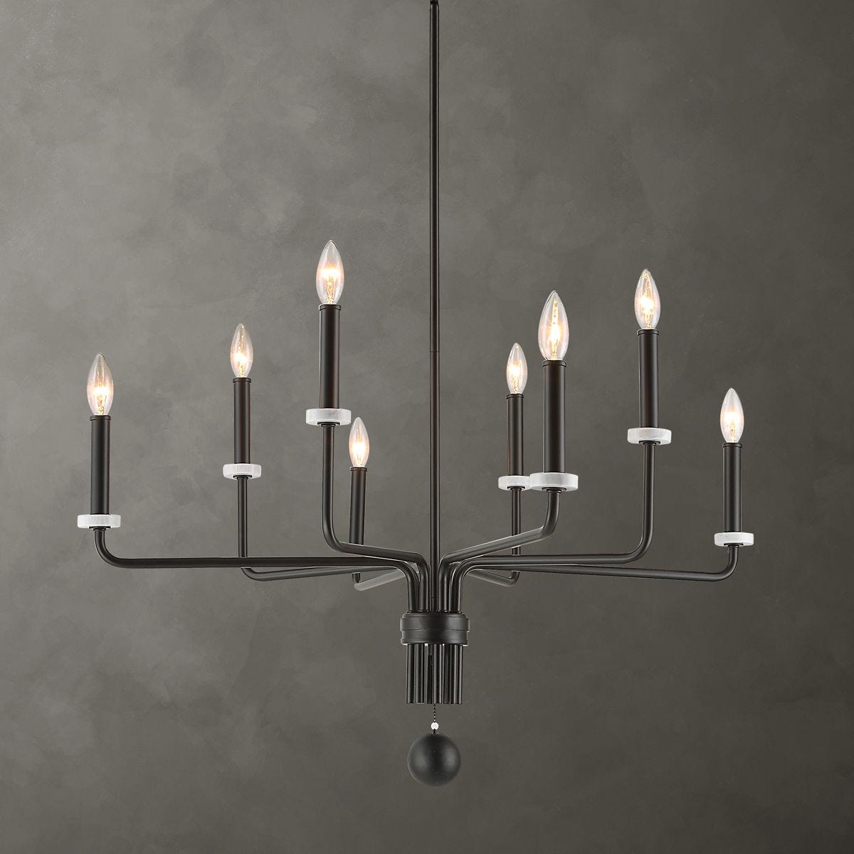 Ebony Elegance, 8 Lt Chandelier - Kings Fine Art & Decor