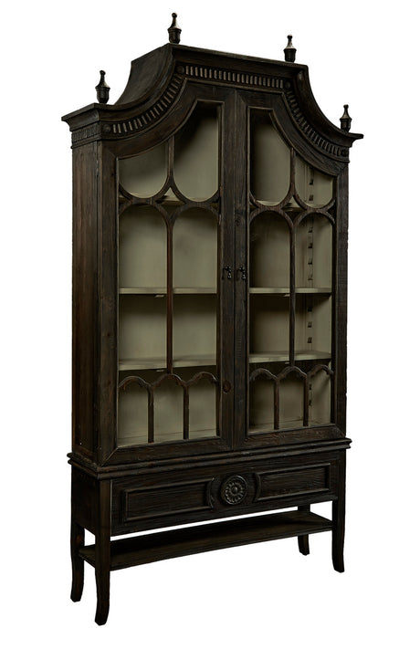 Reims Cathedral Black Arched Cabinet - Kings Fine Art & Decor
