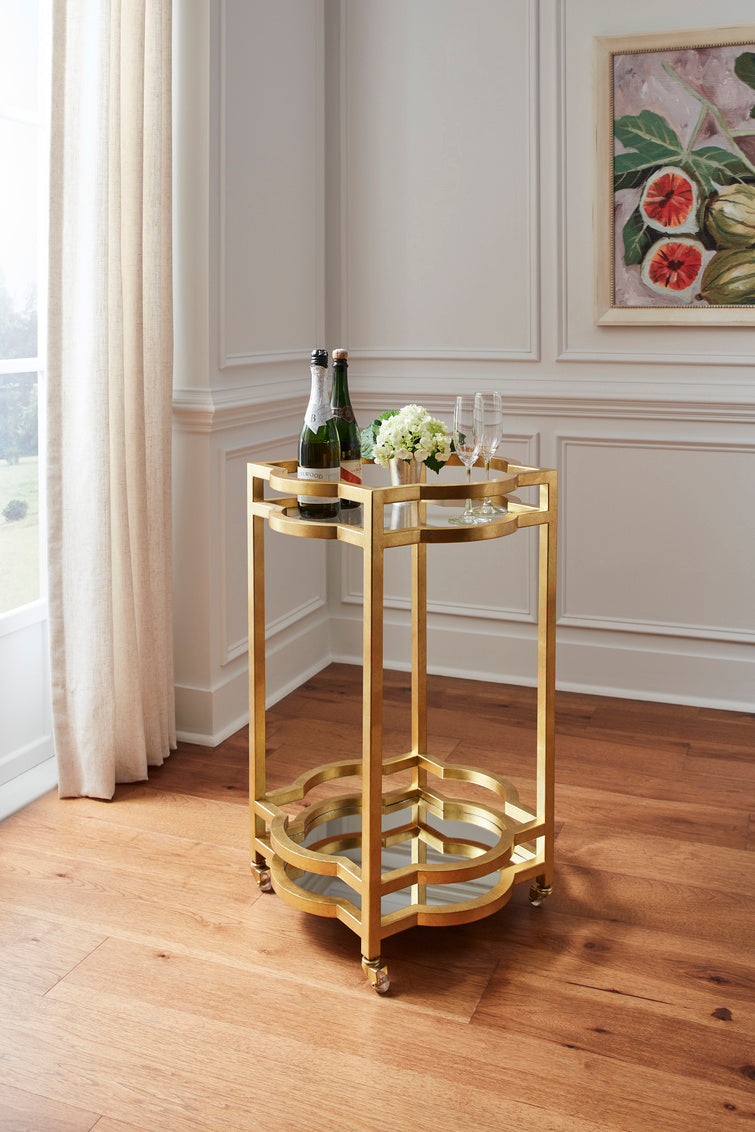 Quatrefoil Bar Cart - Gold