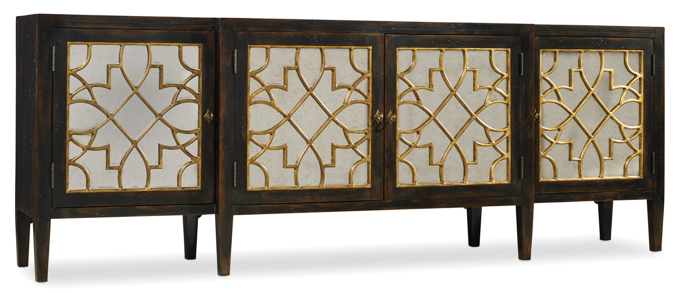Hooker Furniture Sanctuary Four Door Mirrored Console- Ebony 3005-85005