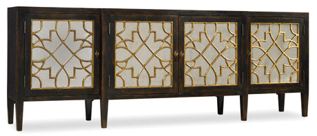 Hooker Furniture Sanctuary Four Door Mirrored Console- Ebony 3005-85005