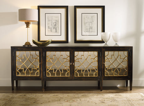 Hooker Furniture Sanctuary Four Door Mirrored Console- Ebony 3005-85005