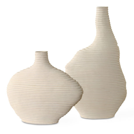 Duostacked Vases, White, S/2 - Kings Fine Art & Decor