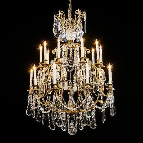 3214-663G20L LT310601 20 Light Chandlier Bronze & Crystal (60Hx40D)