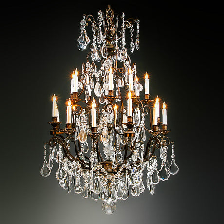 3214-735B20L LT310701 20 Light Chandelier Patined Bronze Crystal (51Hx31D)